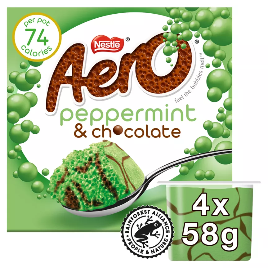 Aero Peppermint & Chocolate Bubbly Mousse 4 x 58g (232g)