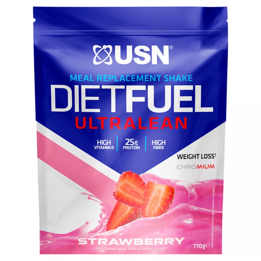 USN Dietfuel Ultralean Strawberry Flavoured Meal Replacement Shake 770g