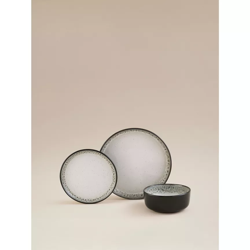 George Home Black Reactive Glaze Dinner Set 12 Piece