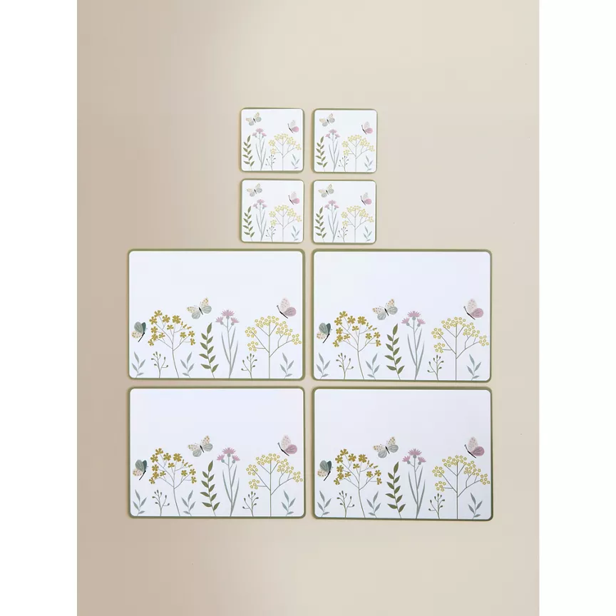 George Home Green Bee Corkback Placemat & Coaster Set