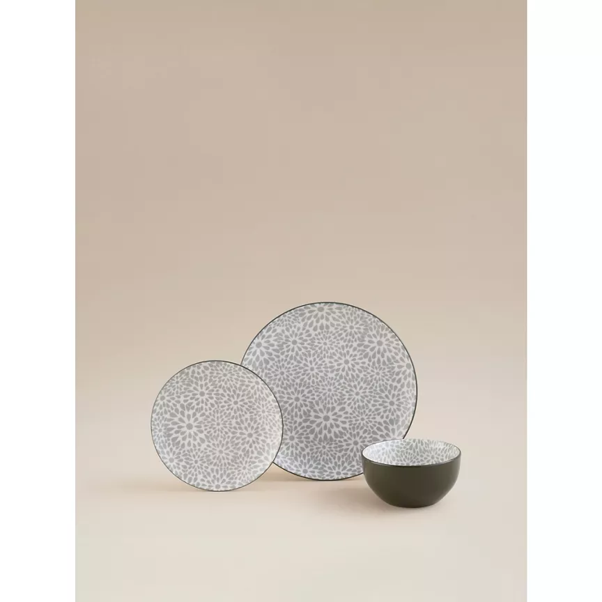 George Home Green Floral Dinner Set 12 Piece