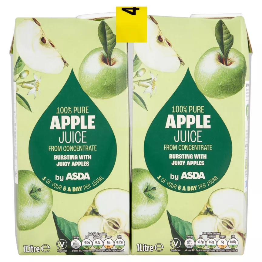 ASDA Apple Juice from Concentrate 4 x 1 Litre