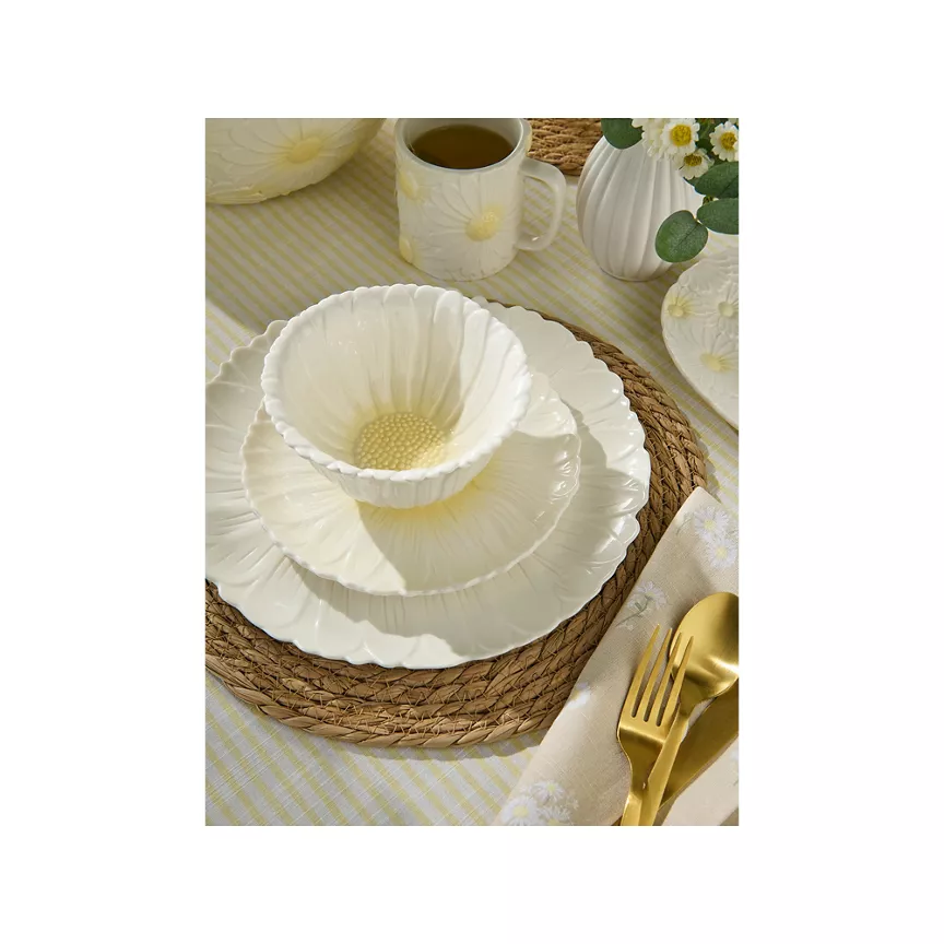 At Home with Stacey Solomon Yellow & White Daisy Dinner Set - 12 Piece