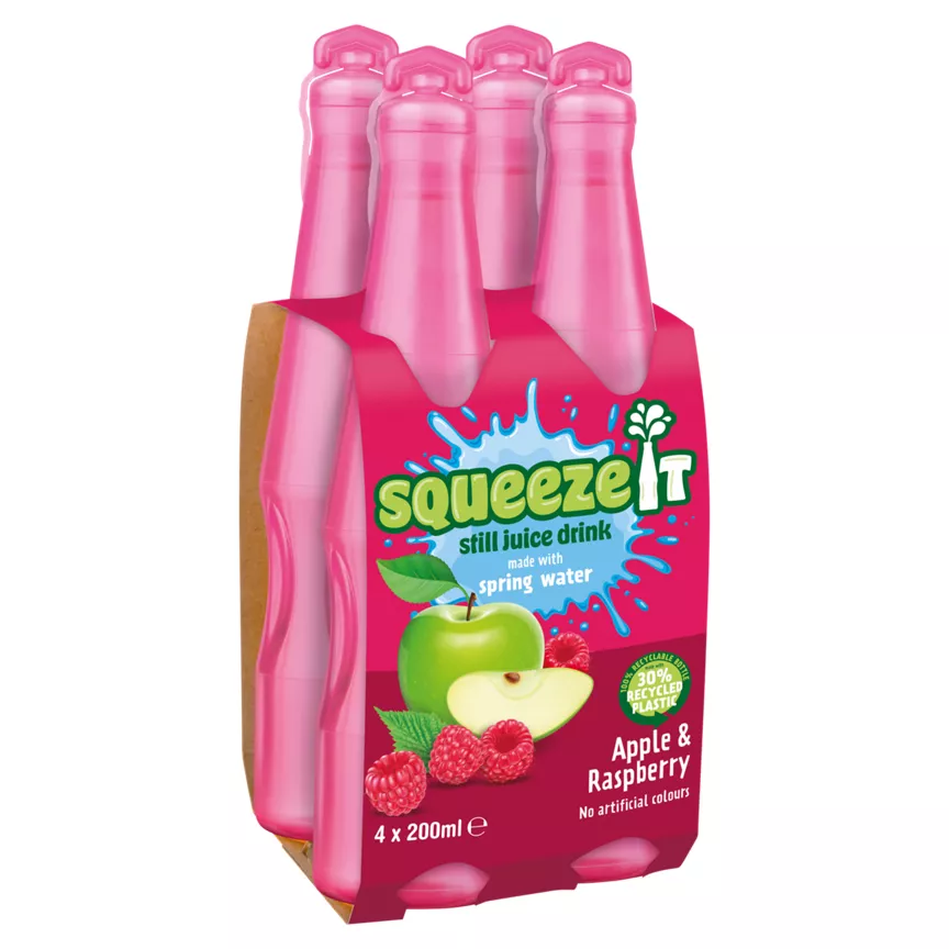 Squeeze It Still Juice Drink Apple & Raspberry 4 x 200ml