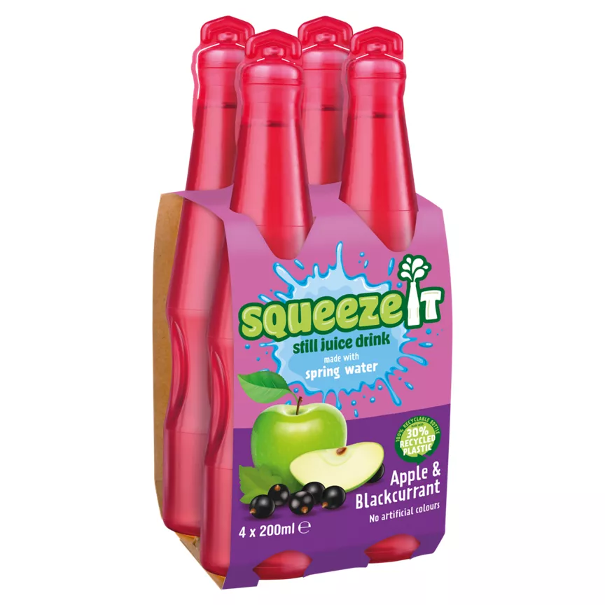 Squeeze It Still Juice Drink Apple & Blackcurrant 4 x 200ml