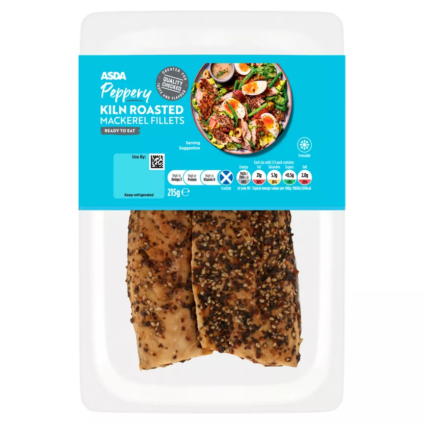 ASDA Peppery Kiln Roasted Mackerel Fillets 215g