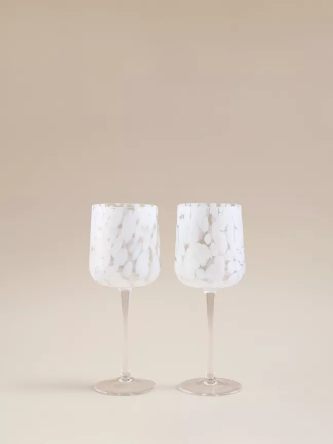 George Home White Confetti Wine Glass 2pk
