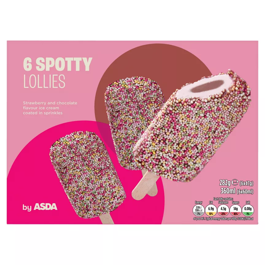 ASDA Spotty Lollies 6 x 47g (282g)