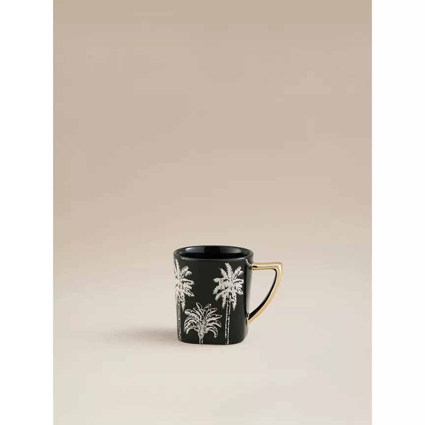 George Home Black Palm Tree Black Wax Resist Mug