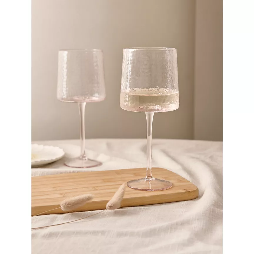 At Home with Stacey Solomon Pink Hammered Wine Glasses - Set of 2