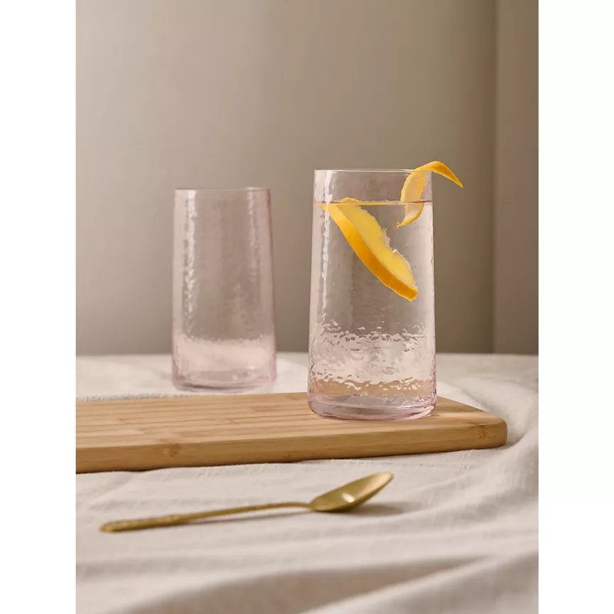 At Home with Stacey Solomon Pink Hammered Hiball Glasses - Set of 2