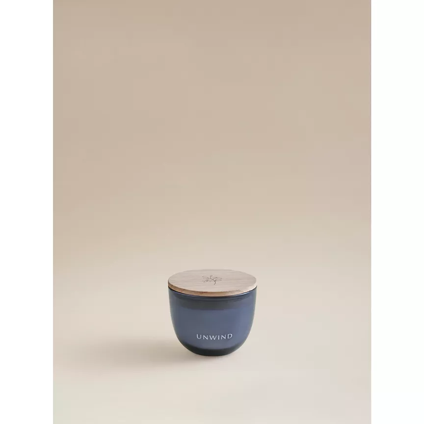 George Home Blue Wellness Unwind Wooden Lid Candle