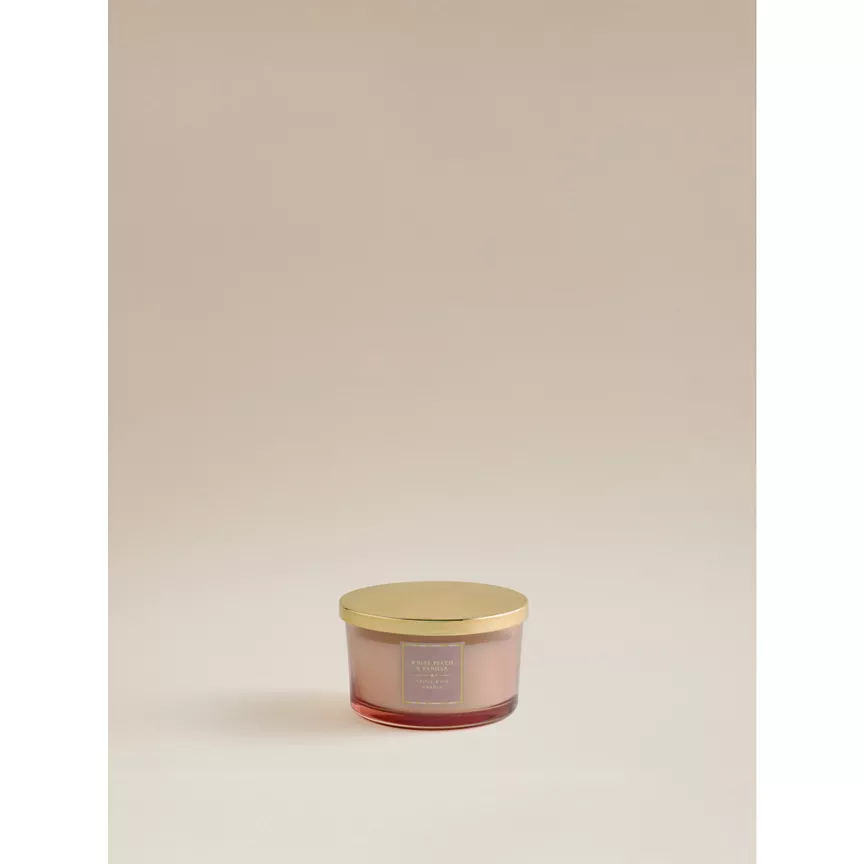 George Home Classic White Peach & Vanilla Triplewick Candle
