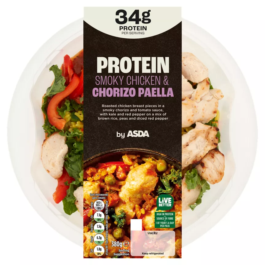 ASDA Protein Smoky Chicken & Chorizo Paella 380g