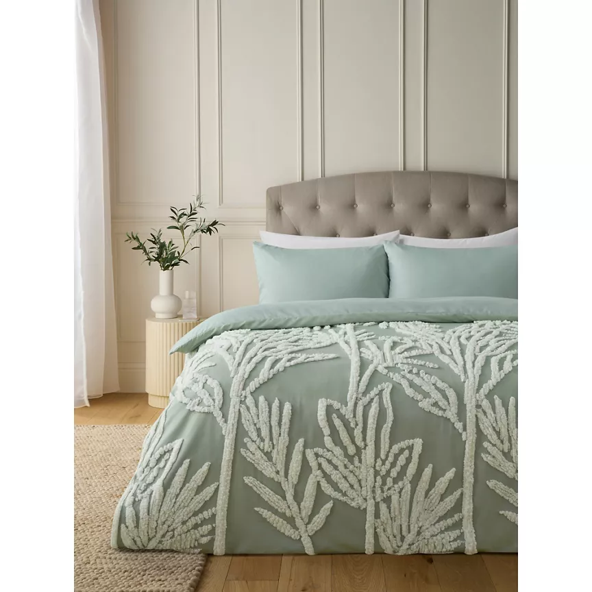 George Home Palm Tree Print Tufted Duvet Set - King
