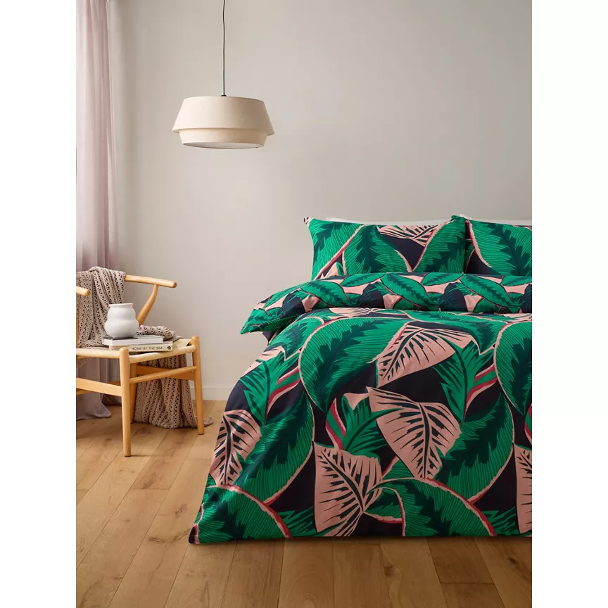 George Home Jungle Leaves Easycare Reversible Duvet Set - Double