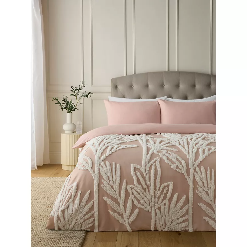 George Home Palm Tree Print Tufted Duvet Set - King