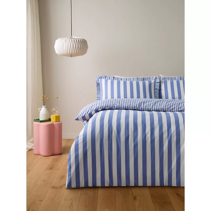 George Home Box Pleat Striped Duvet Set Single
