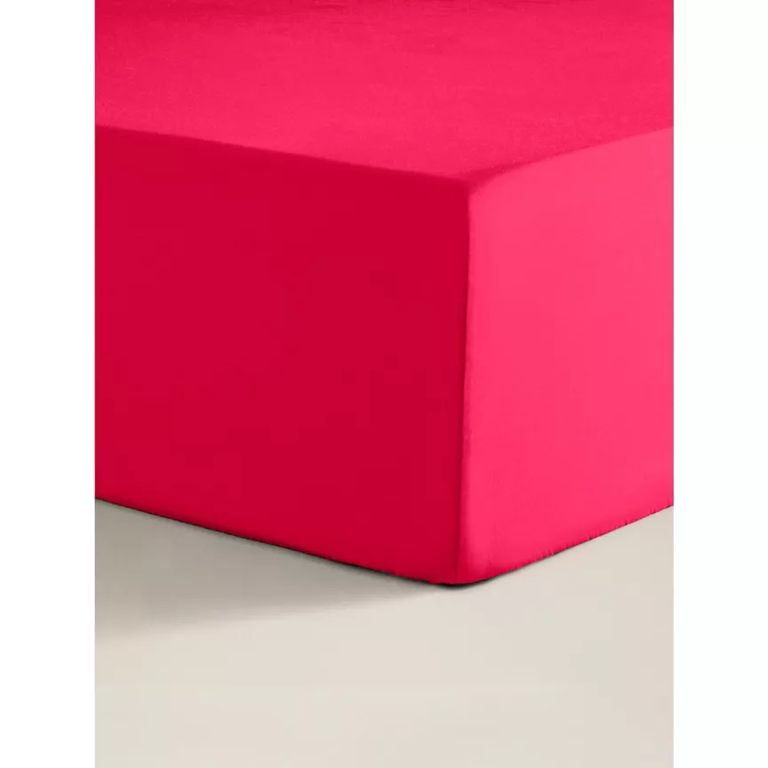 George Home Raspberry Plain Fitted Sheet King