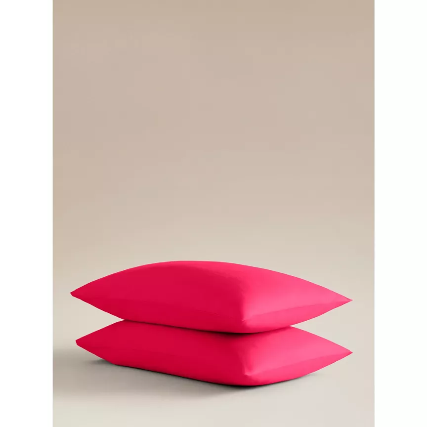George Home Raspberry Easycare Pillowcase Pair - Double