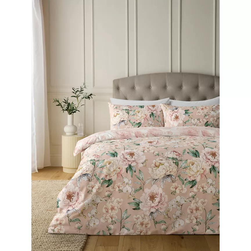 George Home Pink Oriental Floral Duvet Set - Double