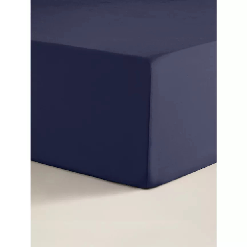 George Home Navy Plain Fitted Sheet - Double