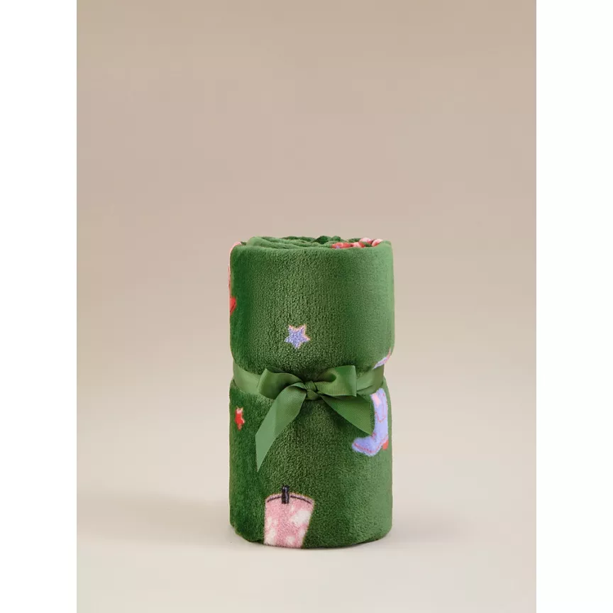 George Home Green Cowboy Boot Supersoft Throw