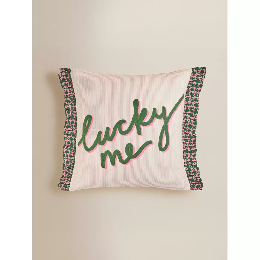 George Home Square Lucky Me Embroidered Frill Cushion