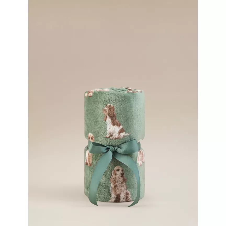 George Home Green Spaniels Supersoft Throw - 150cm x 120cm