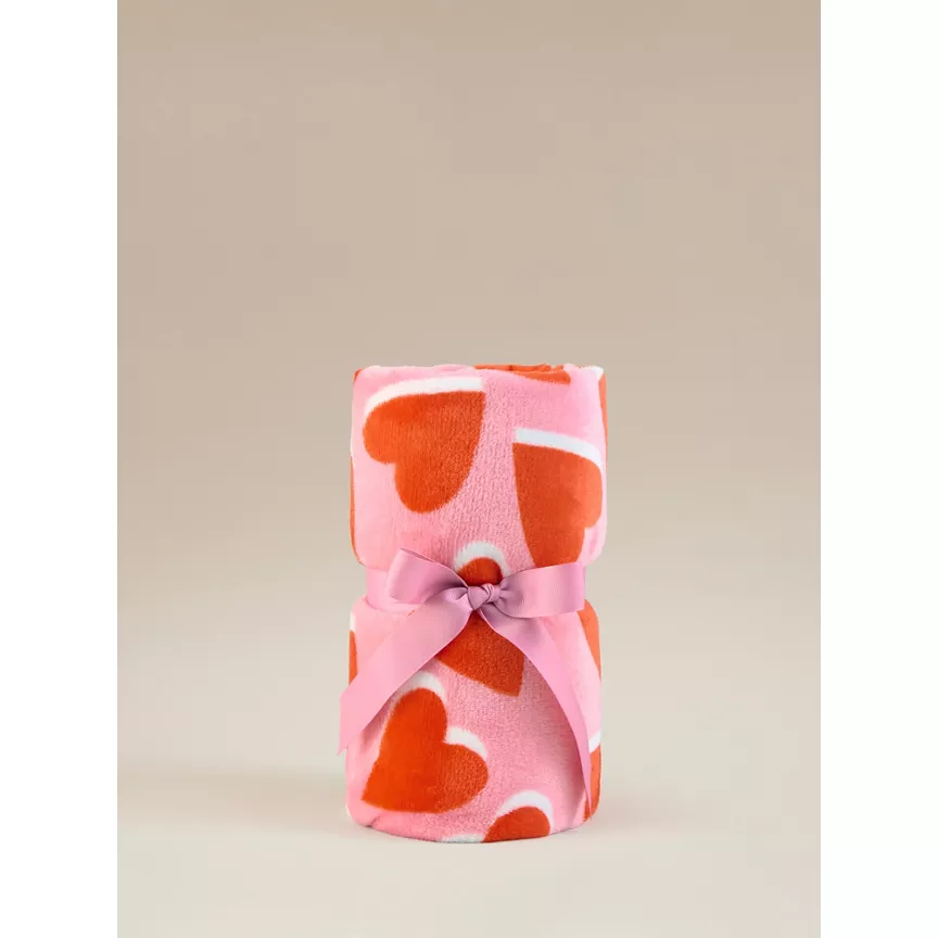 George Home Red & Pink Hearts Supersoft Throw