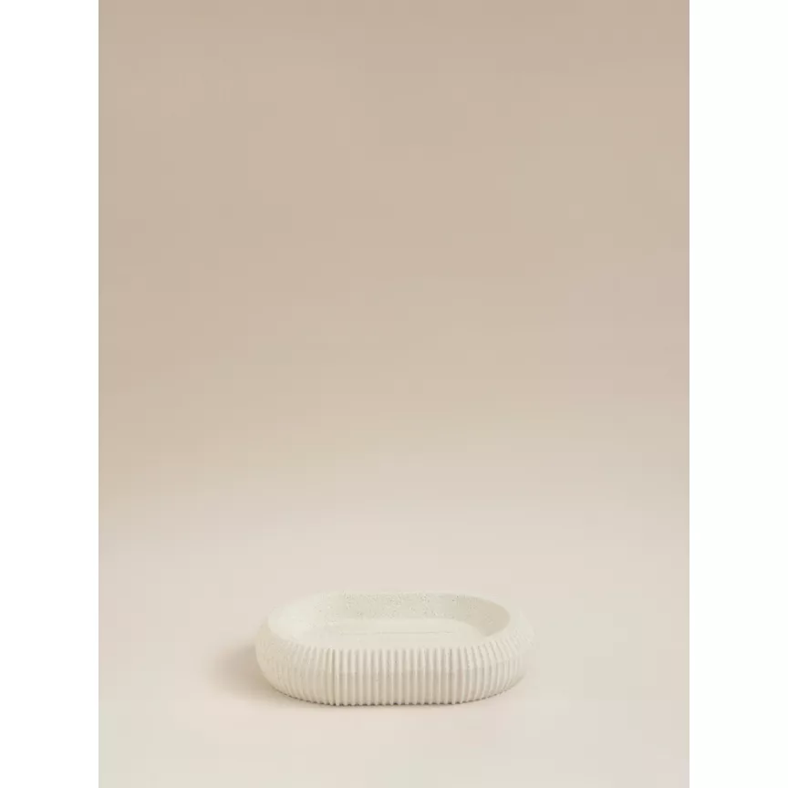 George Home Natural Sandstone Ribbed Soap Dish