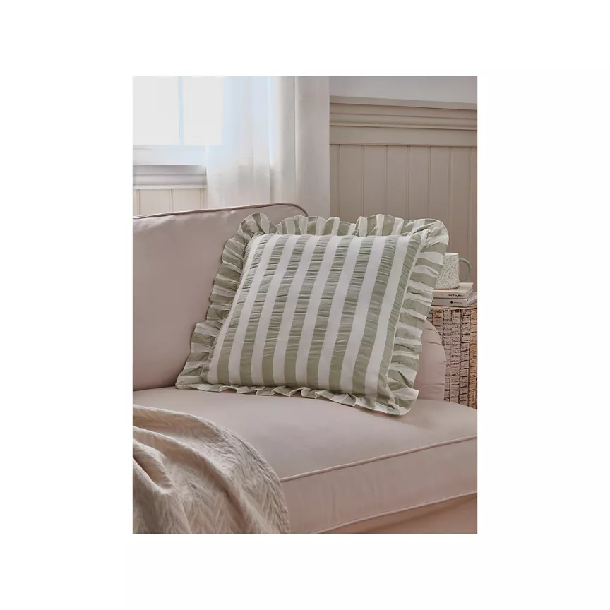 At Home with Stacey Solomon Ruffle Seersucker Striped Cushion