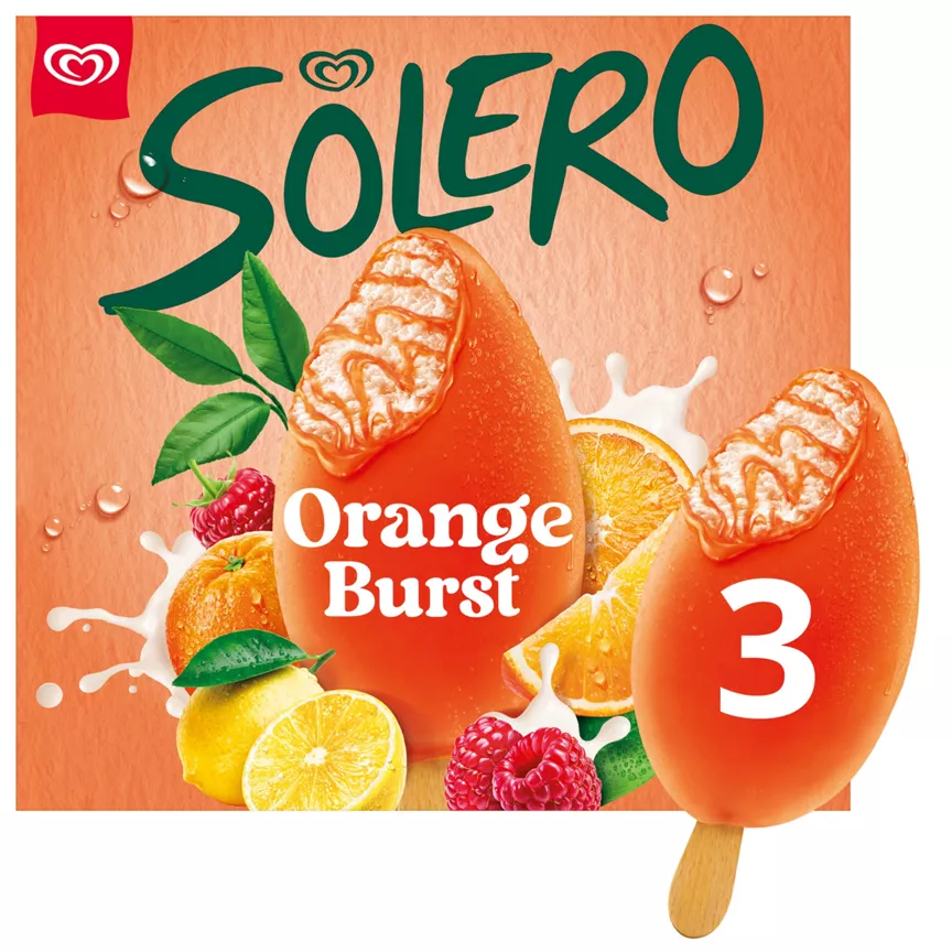Solero Ice Cream Sticks Orange Burst 3x 90 ml