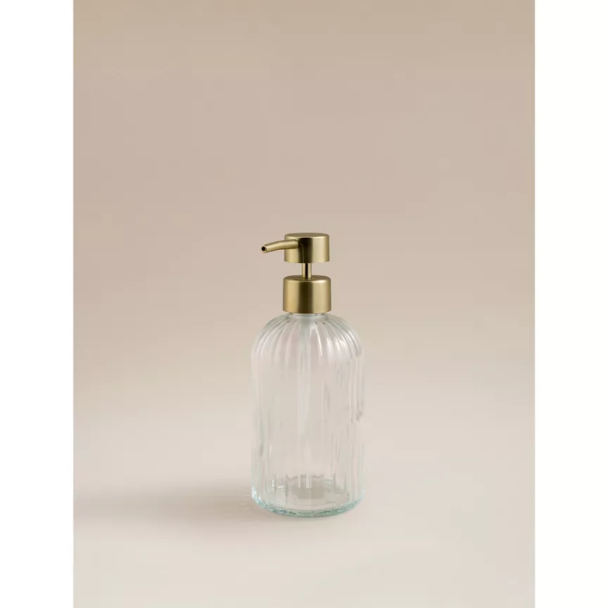 George Home Subtle Opulence Ribbed Glass Soap Dispenser