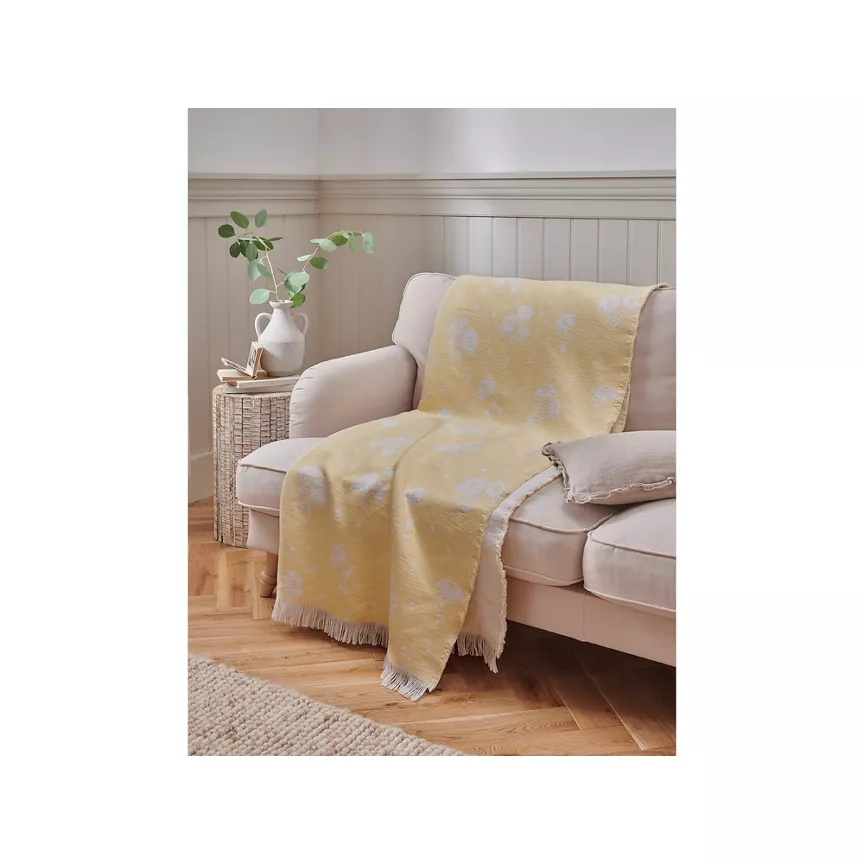 At Home with Stacey Solomon Yellow Floral Jacquard Throw