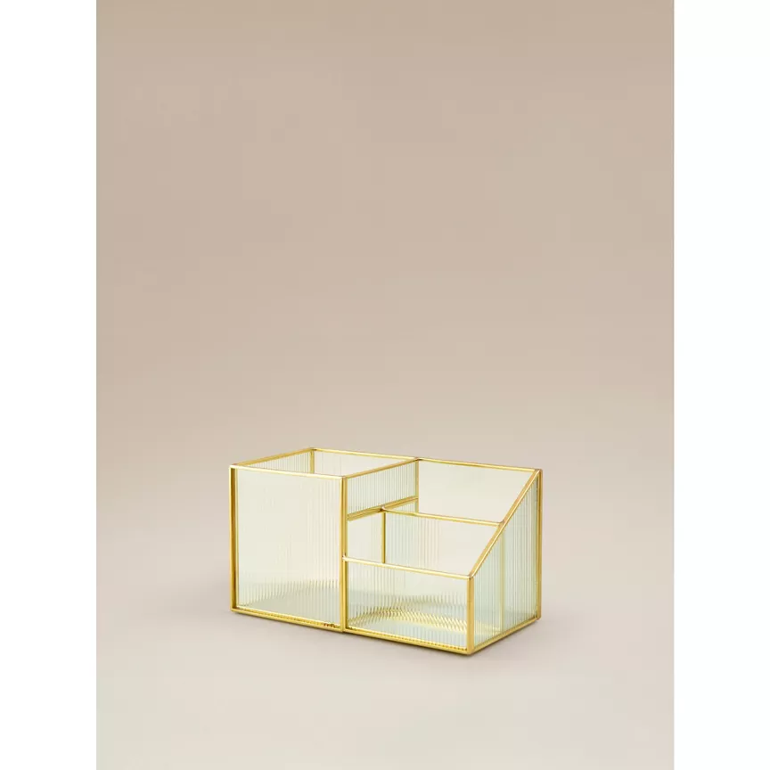 George Home Subtle Opulence Ribbed Glass Bathroom Organiser