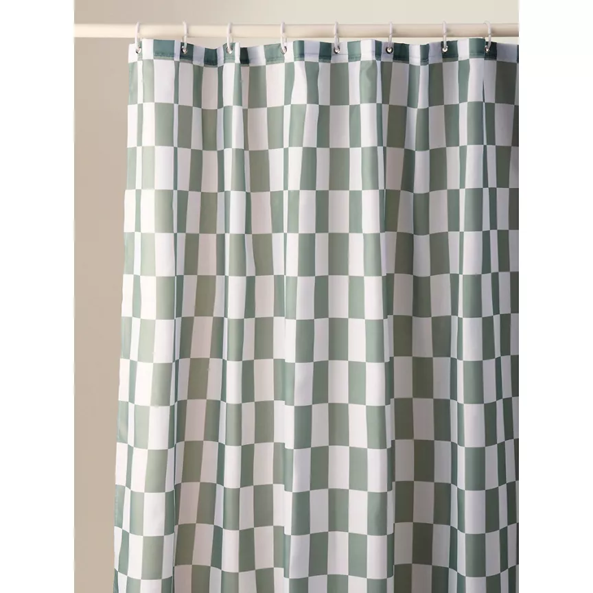 George Home Light Green Sanctuary Checkerboard Shower Curtain
