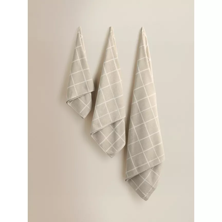 George Home Sanctuary Natural Grid Hand Towel