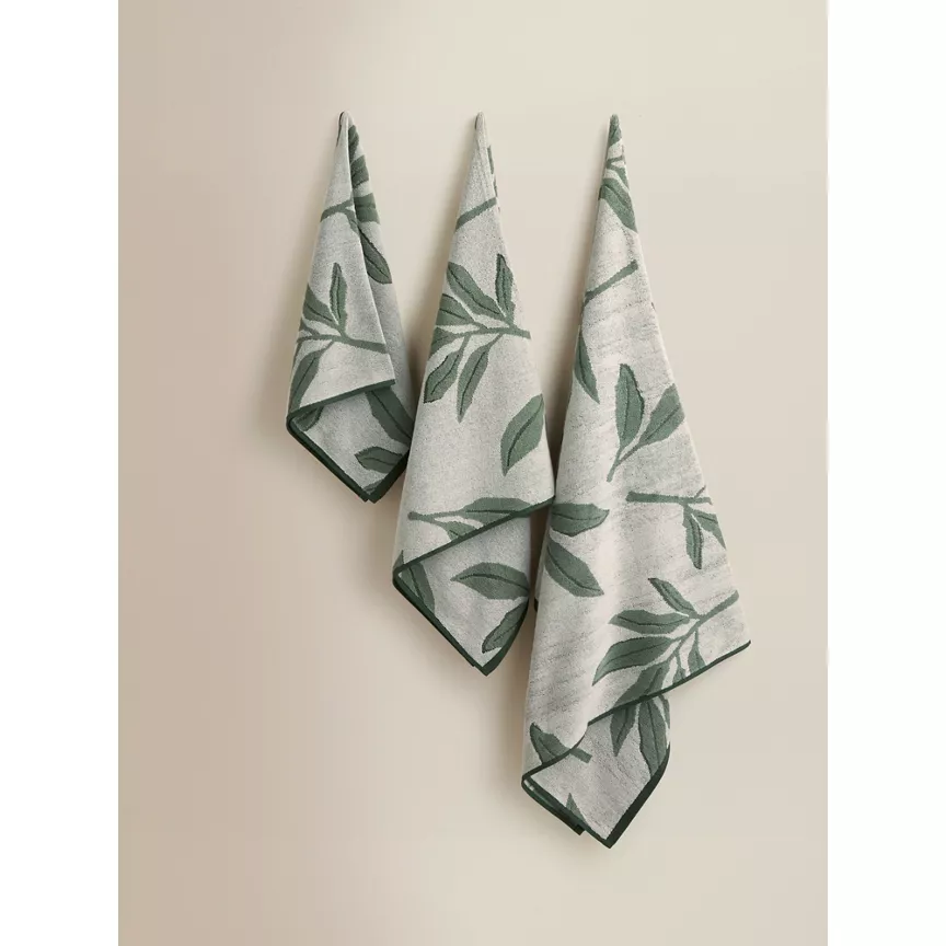 George Home Green Sanctuary Leaf Cotton Bath Towel