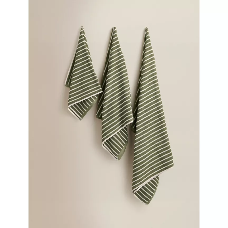 George Home Green Pinstripe Cotton Bath Towel