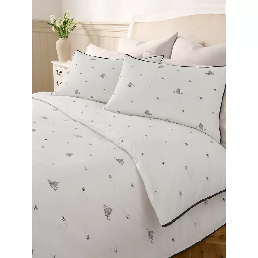 At Home with Stacey Solomon Monochrome Bees 100% Cotton Duvet Set - Super King