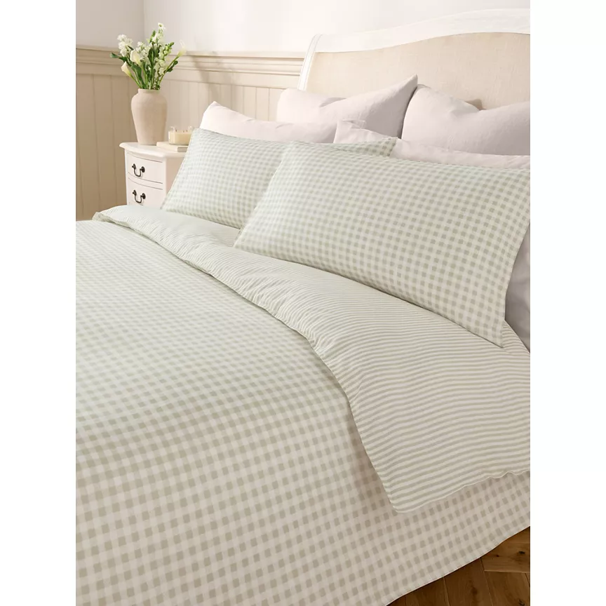 At Home with Stacey Solomon Natural Gingham 100% Cotton Duvet Set - Double