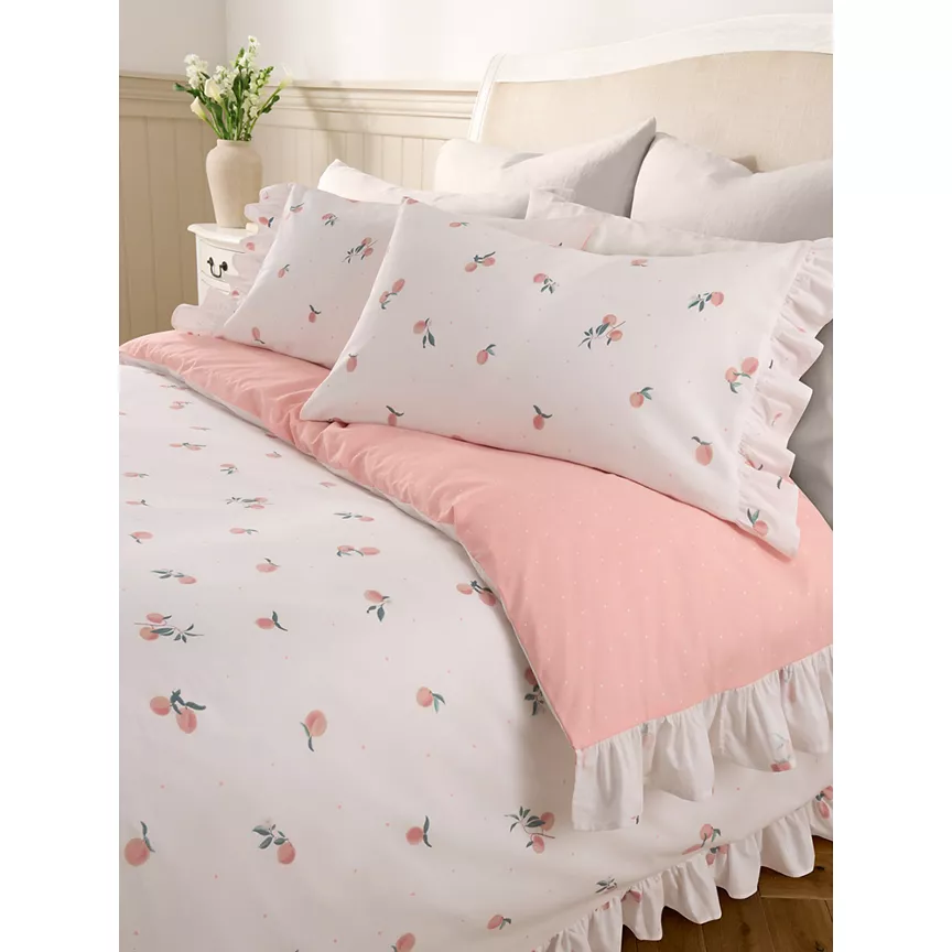 At Home with Stacey Solomon Peach Frill Edge Cotton Duvet Set Single