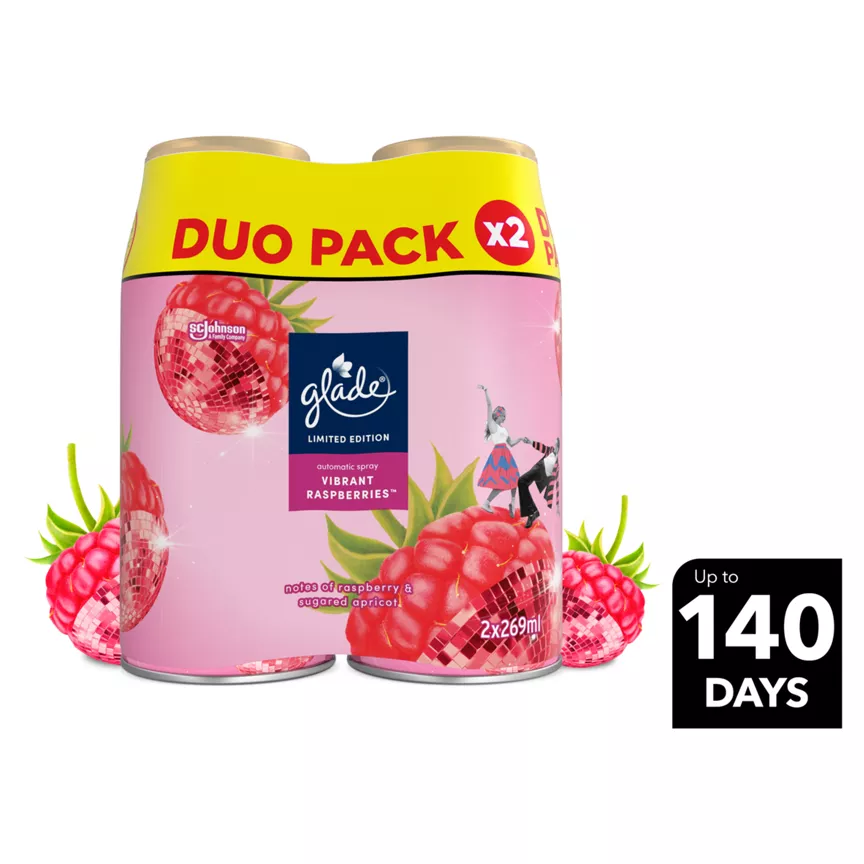 Glade Automatic Spray Air Freshener Twin Refills Vibrant Raspberries 2x269ml