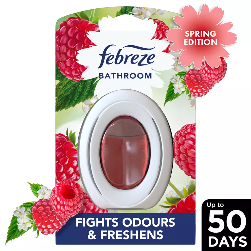 Febreze Bathroom Continuous Air Freshener Raspberry & Elderflower 1 Count, Fights Odours &Freshens - Image 1