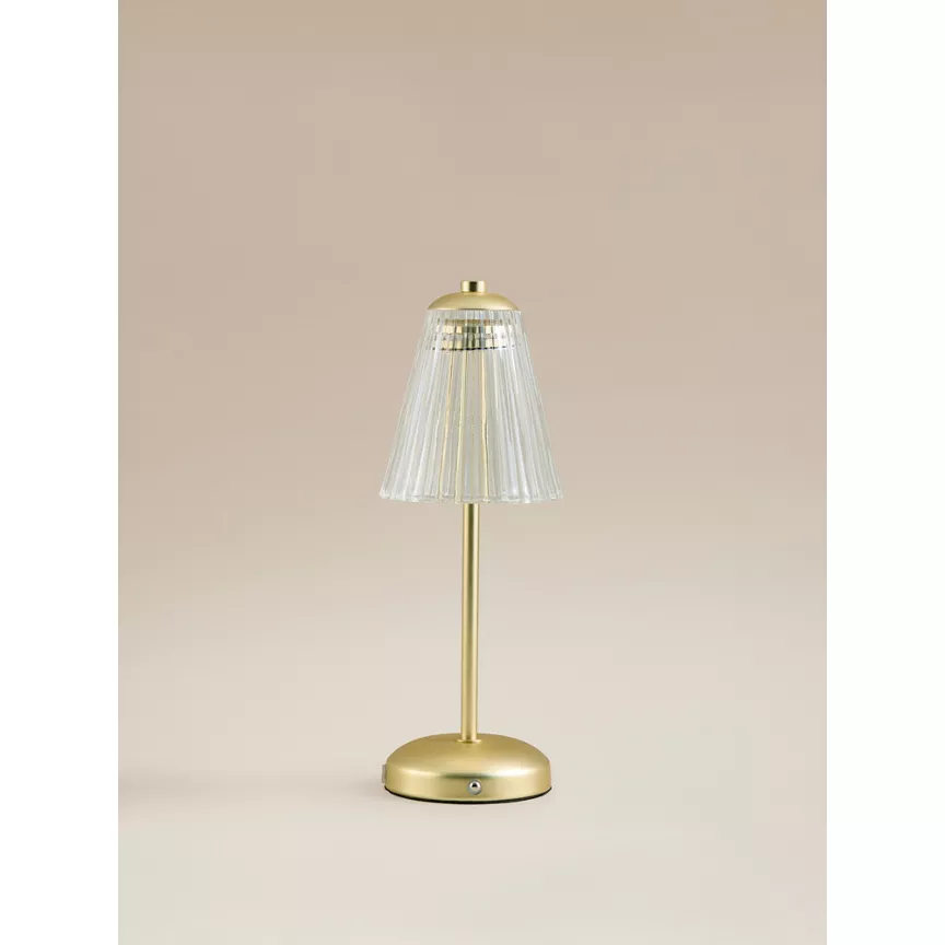 George Home Gold-Tone LED Lamp With Ribbed Shade
