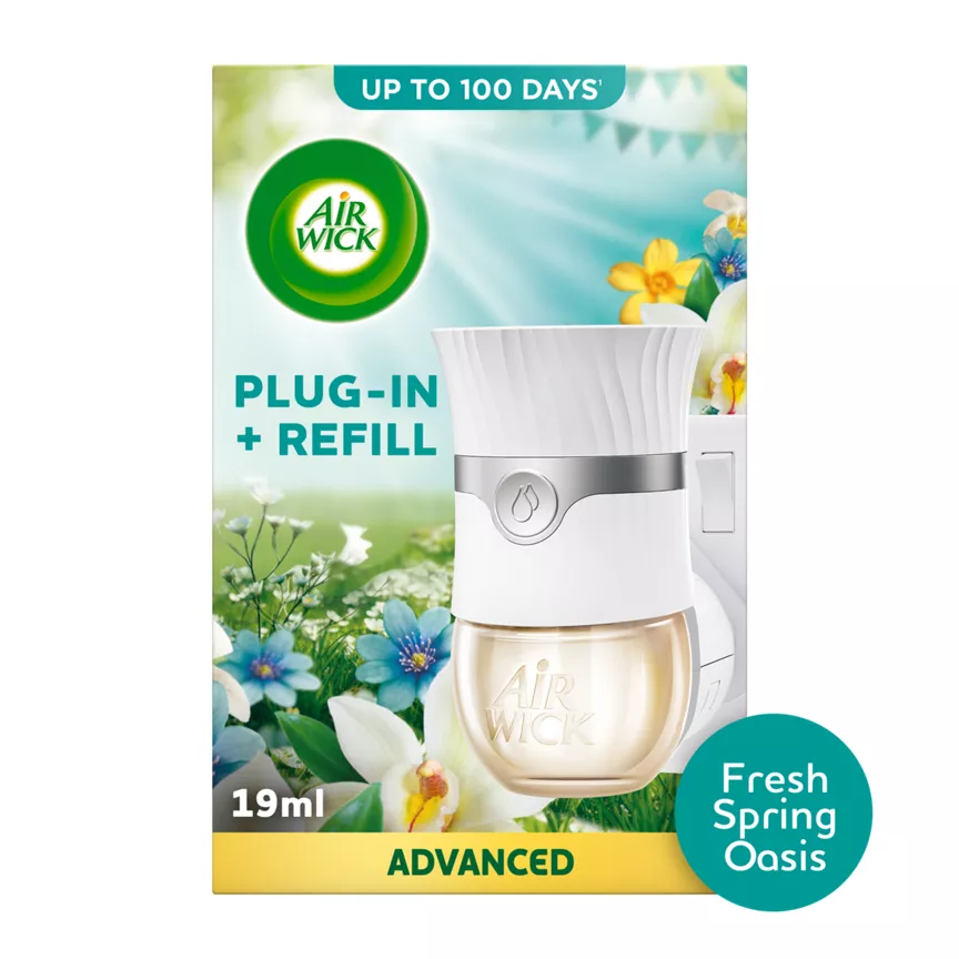 Air Wick Fresh Spring Oasis Plug-In Kit 19ml. Lasts up to 100 days. Air Freshener.