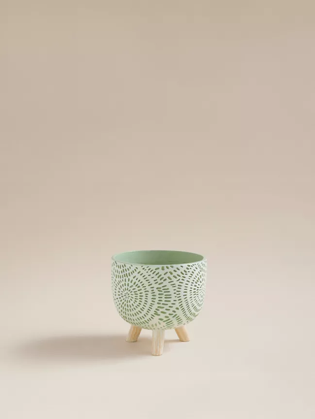 George Home Green Dotted Planter 12.7x12.7x12cm