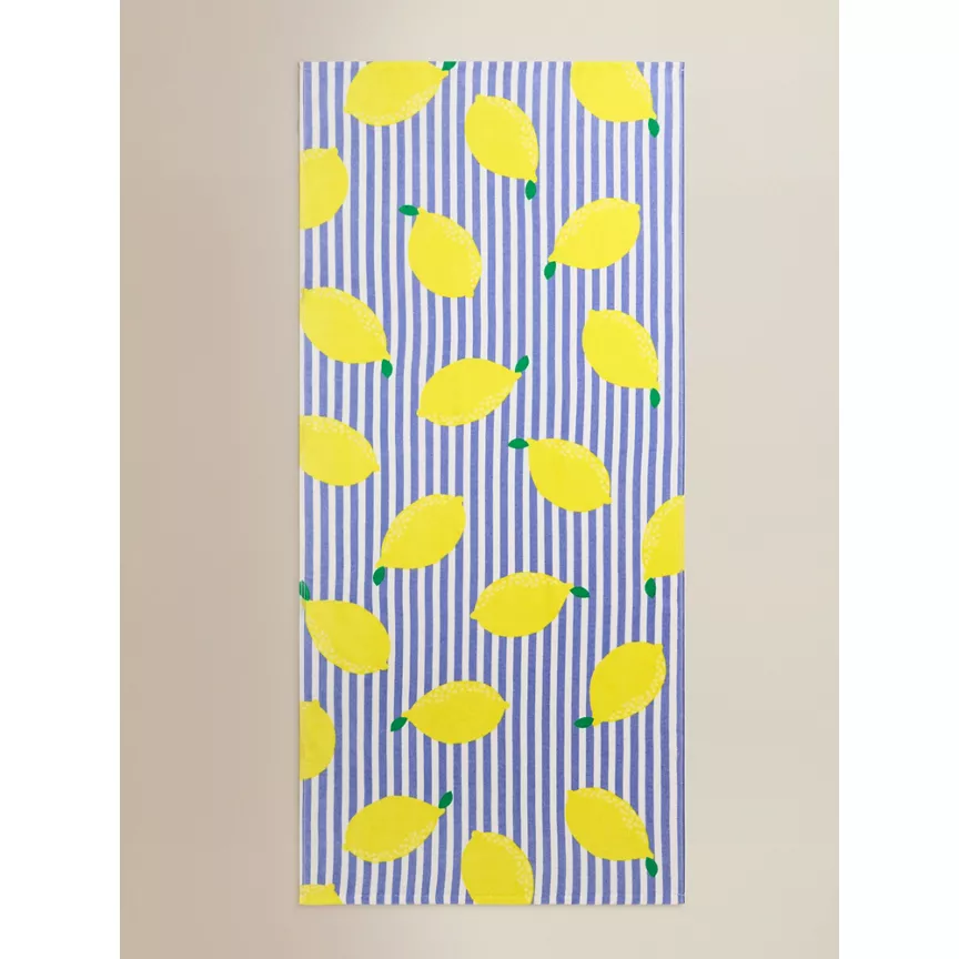 George Home Lemon Striped Cotton Beach Towel