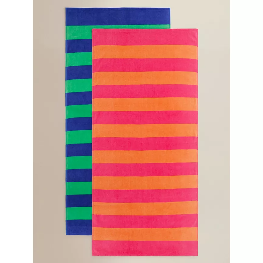 George Home Striped Cotton Beach Towels - Set of 2